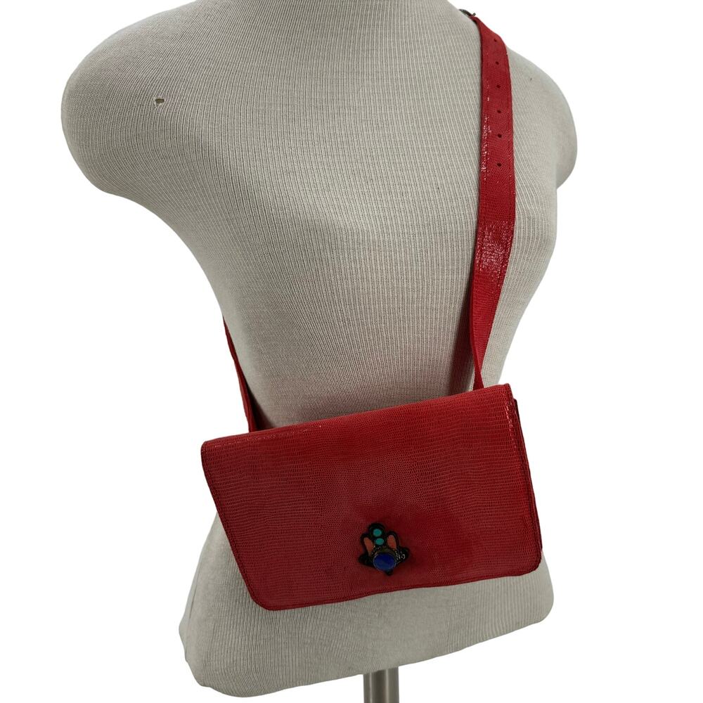 Bynes New York red leather Moroccan belt bag